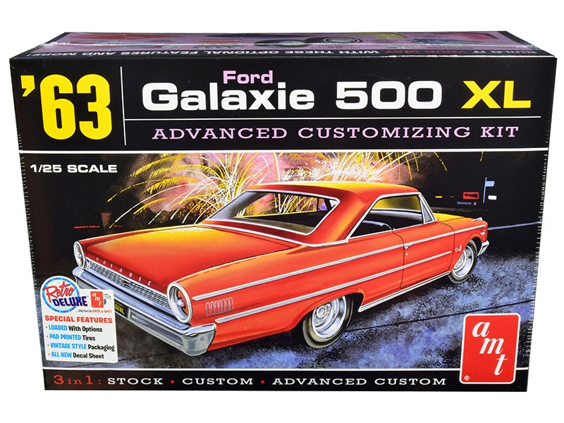 Skill 2 Model Kit 1963 Ford Galaxie 500 XL 3-in-1 Kit 1/25 Scale Model by AMT AMT