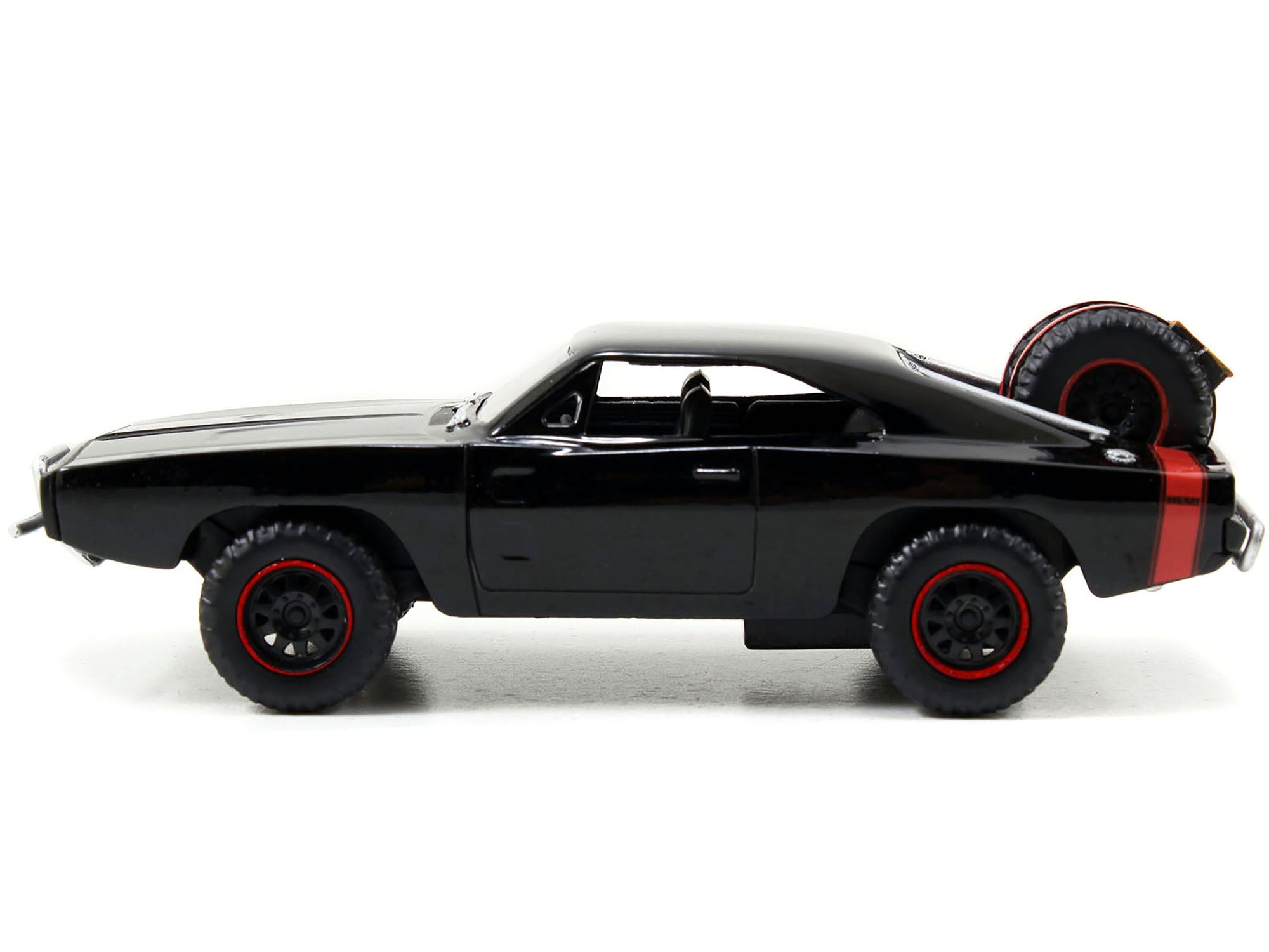 Dom's Dodge Charger R/T Black with Red Tail Stripe and 1968 Dodge Charger Widebody Matt Black with Bronze Tail Stripe Set of 2 pieces "Fast & Furious" Series 1/32 Diecast Model Cars by Jada Jada