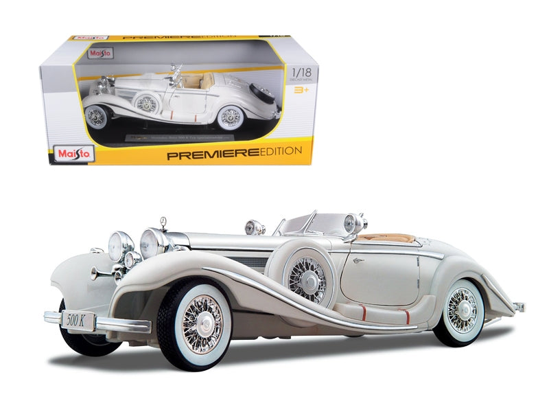 1936 Mercedes Benz 500 K Special Roadster White 1/18 Diecast Model Car by Maisto Maisto