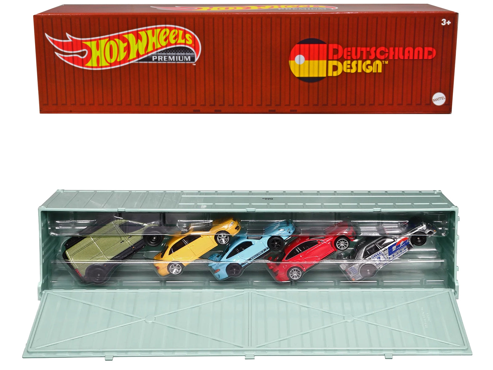 2022 "Deutschland Design" 5 piece Set with Container "Car Culture" Series Diecast Model Cars by Hot Wheels Hotwheels