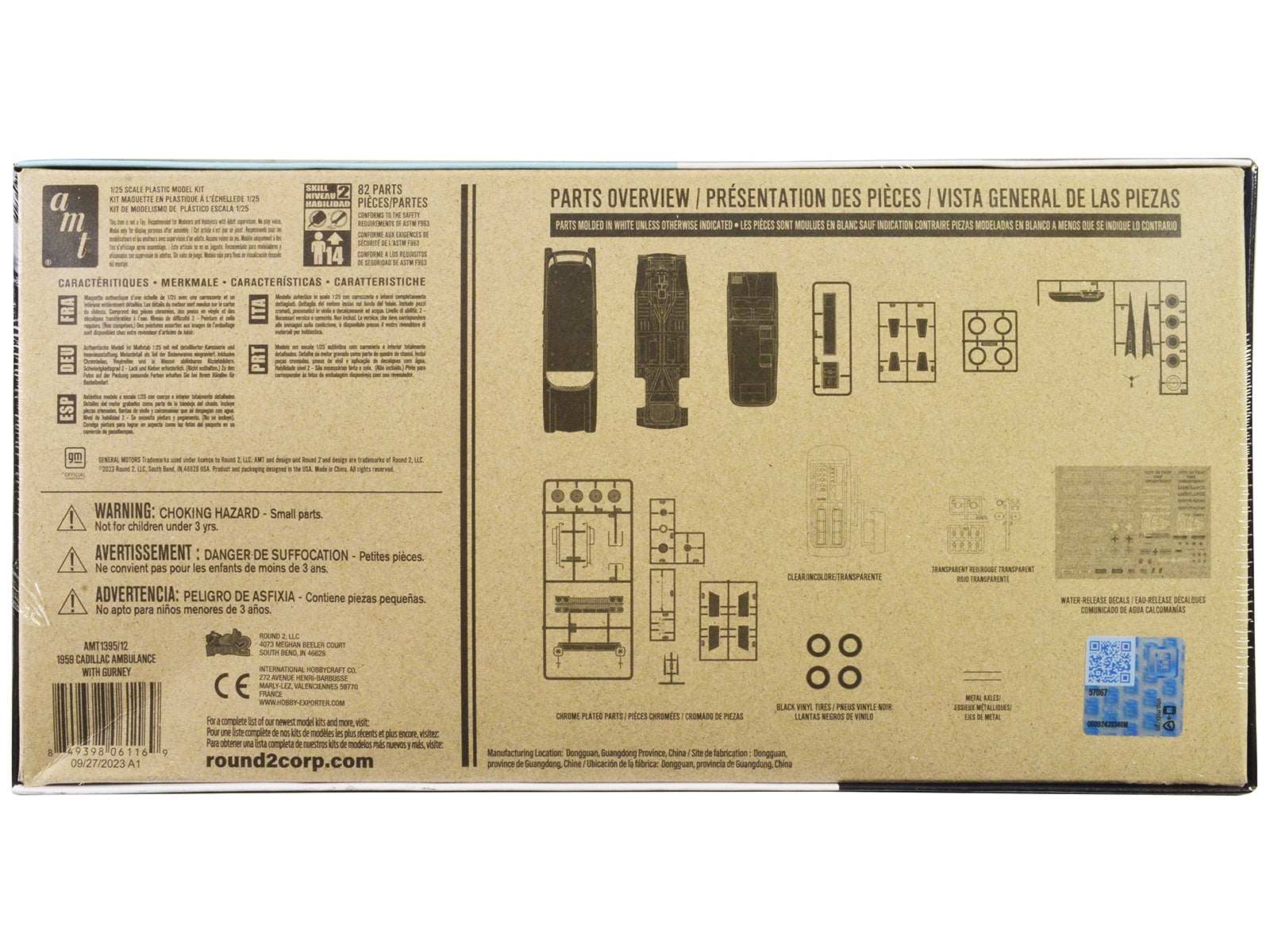 Skill 2 Model Kit 1959 Cadillac Ambulance with Gurney Accessory 1/25 Scale Model by AMT AMT