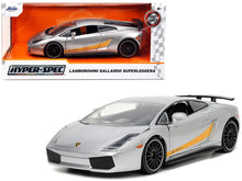 Load image into Gallery viewer, Lamborghini Gallardo Superleggera Silver Metallic with Yellow Stripes &quot;Hyper-Spec&quot; Series 1/24 Diecast Model Car by Jada Jada
