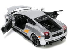 Load image into Gallery viewer, Lamborghini Gallardo Superleggera Silver Metallic with Yellow Stripes &quot;Hyper-Spec&quot; Series 1/24 Diecast Model Car by Jada Jada
