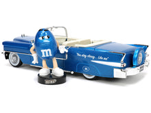 Load image into Gallery viewer, 1956 Cadillac Eldorado Convertible Blue Metallic with Cream Interior &quot;Stay Classy&quot; and Blue M&amp;M Diecast Figure &quot;M&amp;M&#39;s&quot; &quot;Hollywood Rides&quot; Series 1/24 Diecast Model Car by Jada Jada
