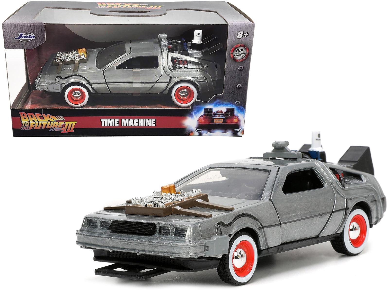 DeLorean DMC (Time Machine) Brushed Metal "Back to the Future Part III" (1990) Movie "Hollywood Rides" Series 1/32 Diecast Model Car by Jada Jada