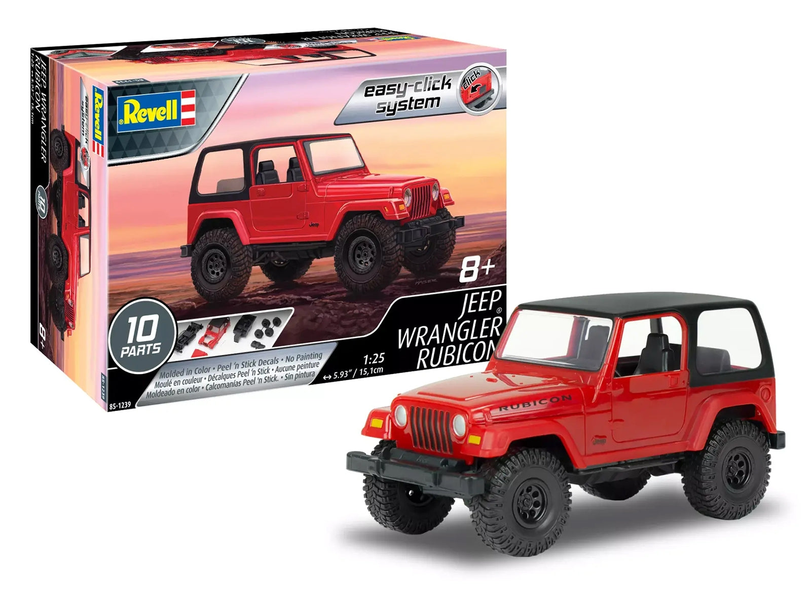 Level 2 Easy-Click Model Kit Jeep Wrangler Rubicon 1/25 Scale Model by Revell Revell