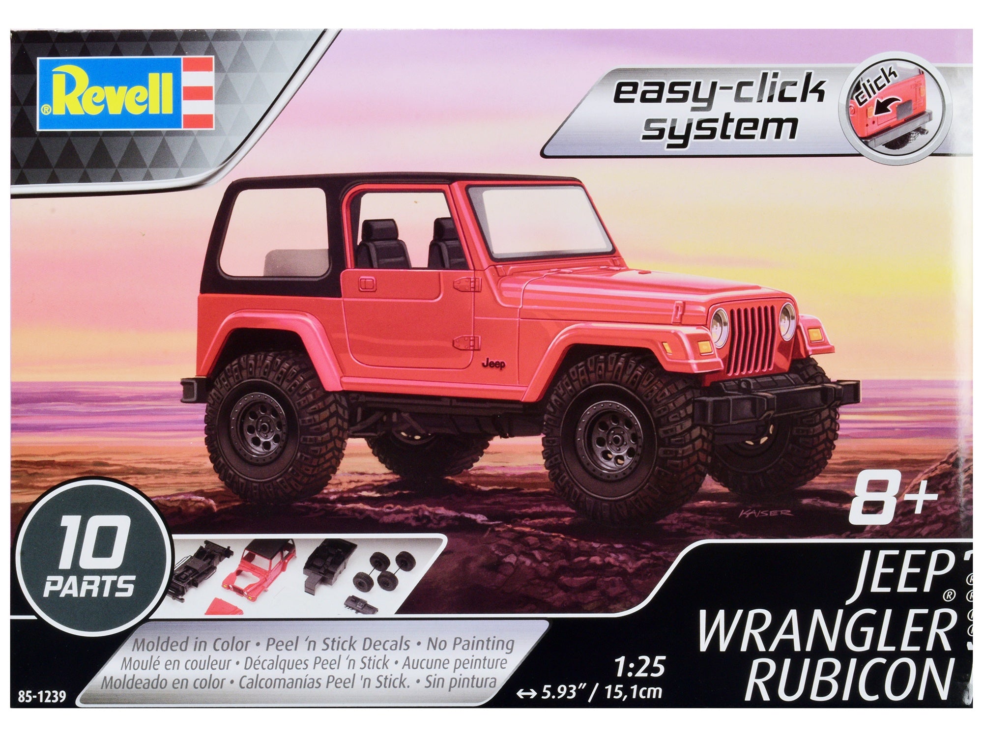 Level 2 Easy-Click Model Kit Jeep Wrangler Rubicon 1/25 Scale Model by Revell Revell