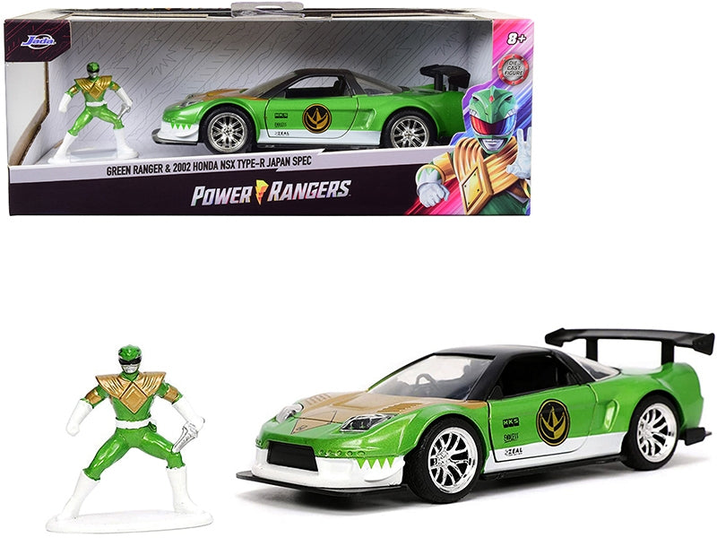 2002 Honda NSX Type-R Japan Spec RHD (Right Hand Drive) and Green Ranger Diecast Figurine "Power Rangers" "Hollywood Rides" Series 1/32 Diecast Model Car by Jada Jada