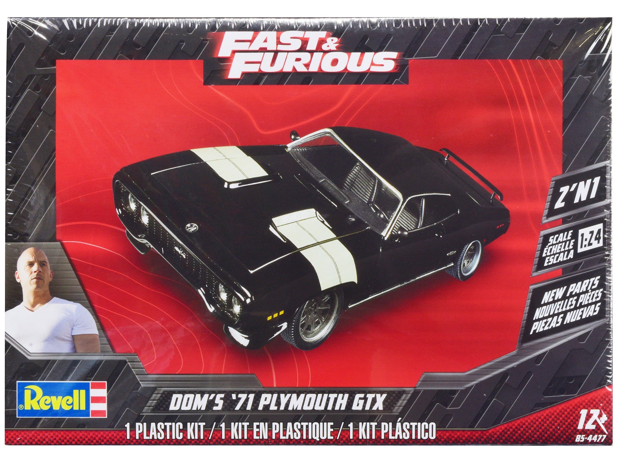 Level 4 Model Kit Dom's 1971 Plymouth GTX "Fast & Furious" 1/24 Scale Model by Revell Revell