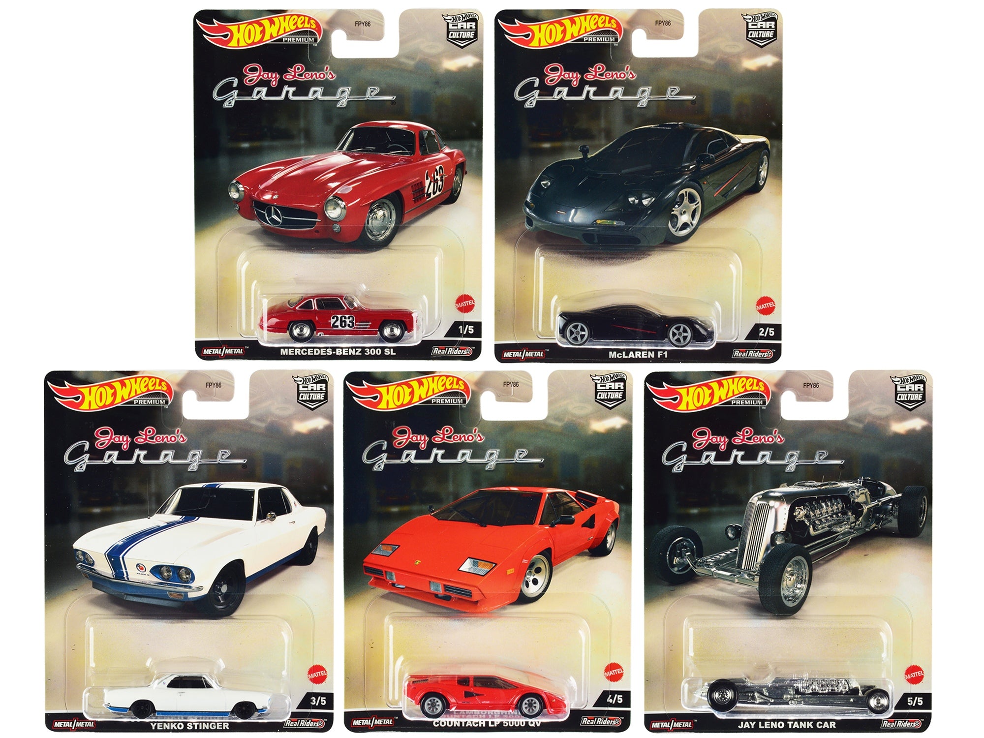 "Jay Leno's Garage" 5 piece Set "Car Culture" Series Diecast Model Cars by Hot Wheels Hotwheels