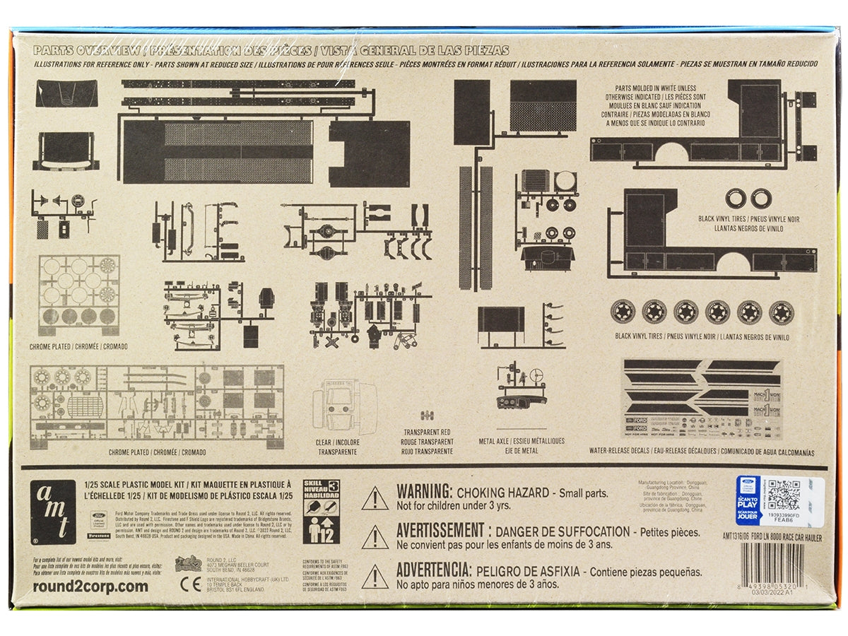 Skill 3 Model Kit Ford LN 8000 Race Car Hauler Louisville Line 1/25 Scale Model by AMT AMT