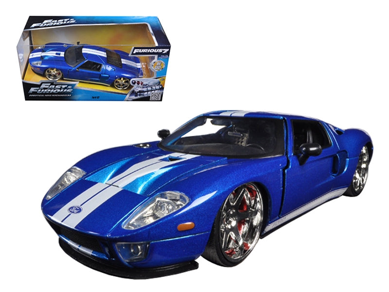 Ford GT Blue with White Stripes "Fast & Furious 7" (2015) Movie 1/24 Diecast Model Car by Jada Jada