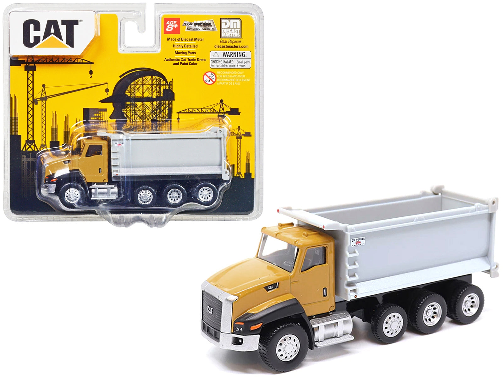 CAT Caterpillar CT660 Dump Truck Yellow and Gray 1/64 Diecast Model by Diecast Masters Diecast Masters