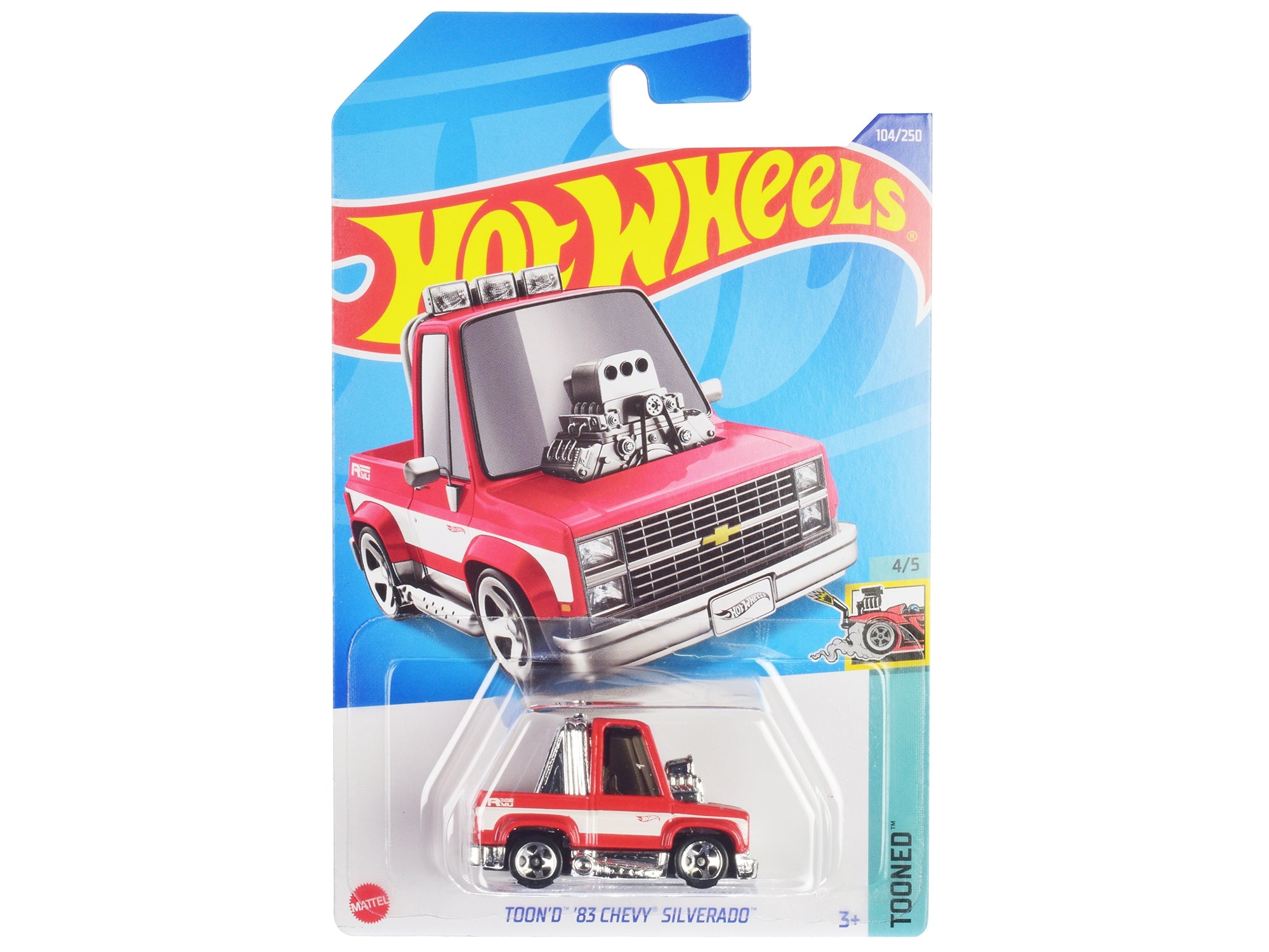 1983 Chevrolet Silverado "Toon'd" Pickup Truck Red and White "Tooned" Series Diecast Model Car by Hot Wheels Hotwheels