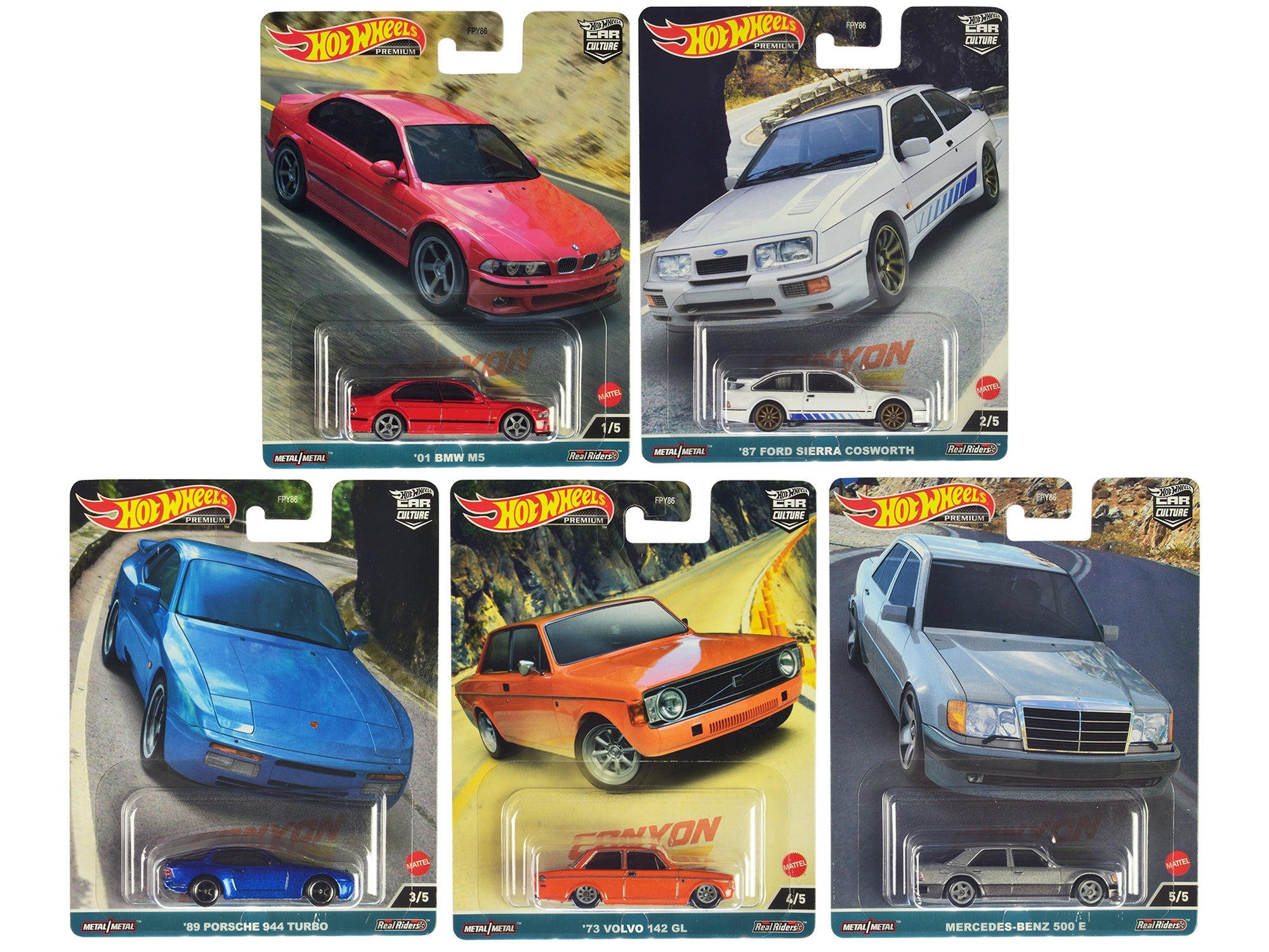 "Canyon Warriors" 5 piece Set "Car Culture" Series die cast model cars by Hot Wheels Hotwheels