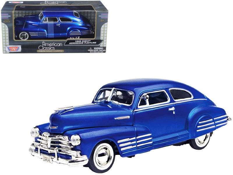 1948 Chevrolet Aerosedan Fleetline Blue 1/24 Diecast Model Car by Motormax Motormax