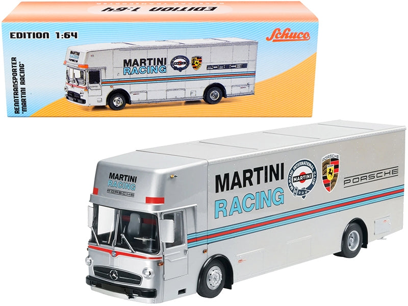 Mercedes Benz Race Car Transporter "Martini Racing" Silver with Stripes 1/64 Diecast Model by Schuco Schuco