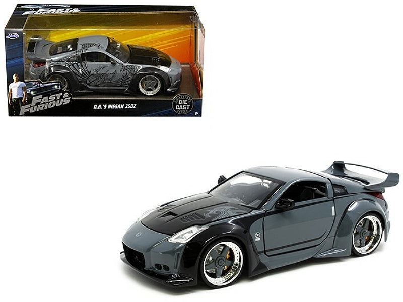 D.K.'s Nissan 350Z Gray and Black with Graphics "Fast & Furious" Movie 1/24 Diecast Model Car by Jada Jada