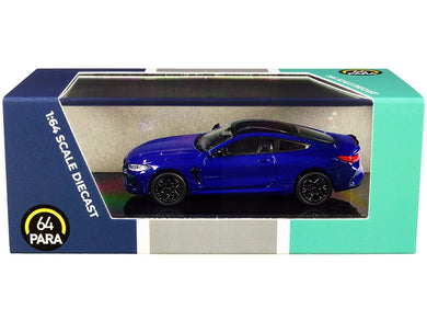 BMW M8 Coupe Marina Bay Blue Metallic with Black Top 1/64 Diecast Model Car by Paragon Paragon