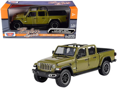 2021 Jeep Gladiator Overland (Open Top) Pickup Truck Matt Green 1/24-1/27 Diecast Model Car by Motormax Motormax