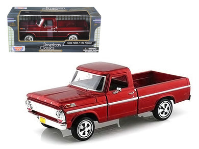 1969 Ford F-100 Pickup Truck Burgundy 1/24 Diecast Model Car by Motormax Motormax