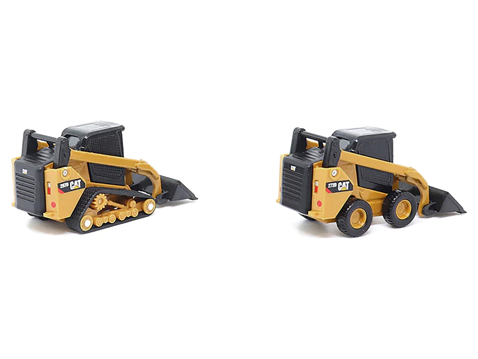 CAT Caterpillar 272D2 Skid Steer Loader Yellow and CAT Caterpillar 297D2 Compact Track Loader Yellow Set of 2 pieces 1/64 Diecast Models by Diecast Masters Diecast Masters