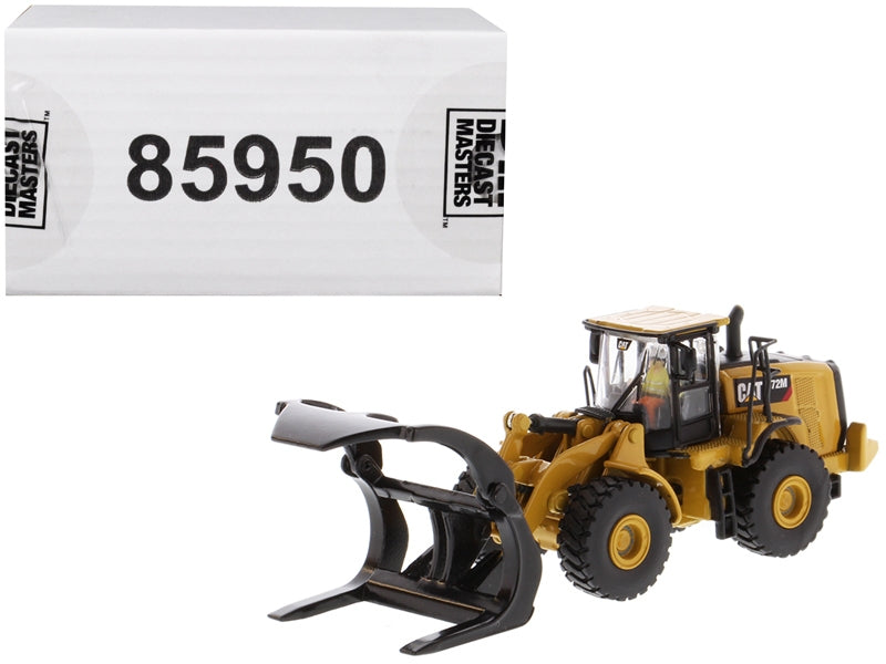 CAT Caterpillar 972M Wheel Loader with Log Fork and Operator "High Line" Series 1/87 (HO) Scale Diecast Model by Diecast Masters Diecast Masters