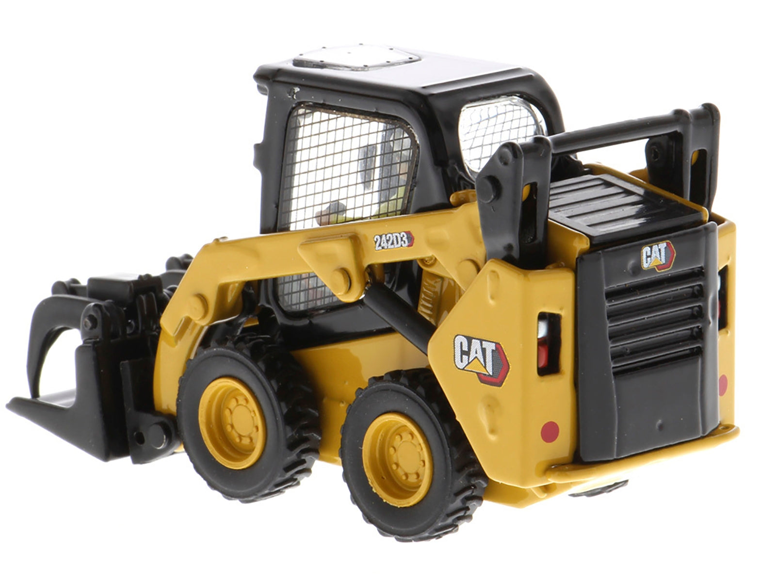 CAT Caterpillar 242D3 Wheeled Skid Steer Loader with Work Tools and Operator Yellow "High Line Series" 1/50 Diecast Model by Diecast Masters Diecast Masters