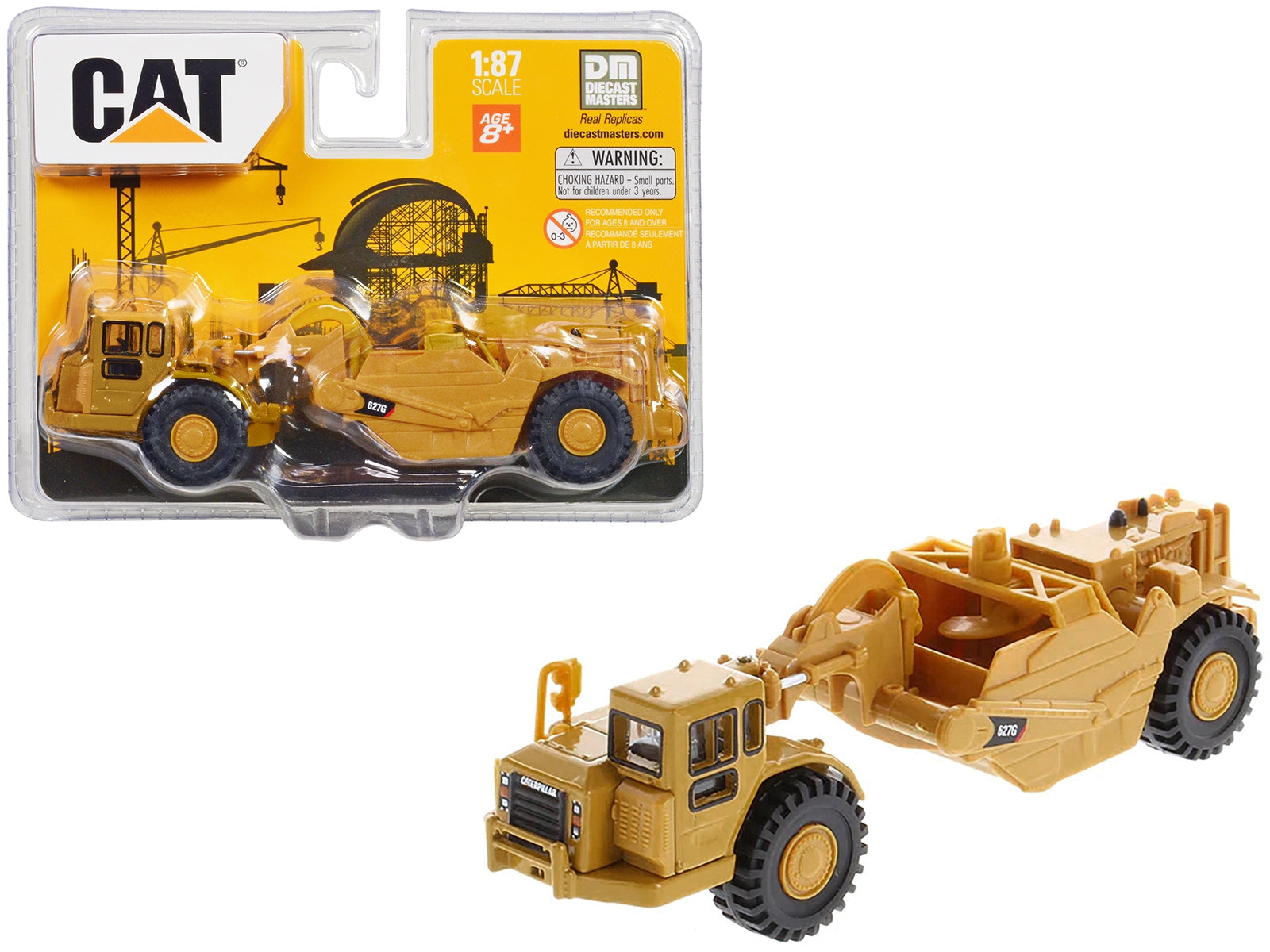 CAT Caterpillar 627G Auger Scraper Yellow 1/87 (HO) Diecast Model by Diecast Masters Diecast Masters