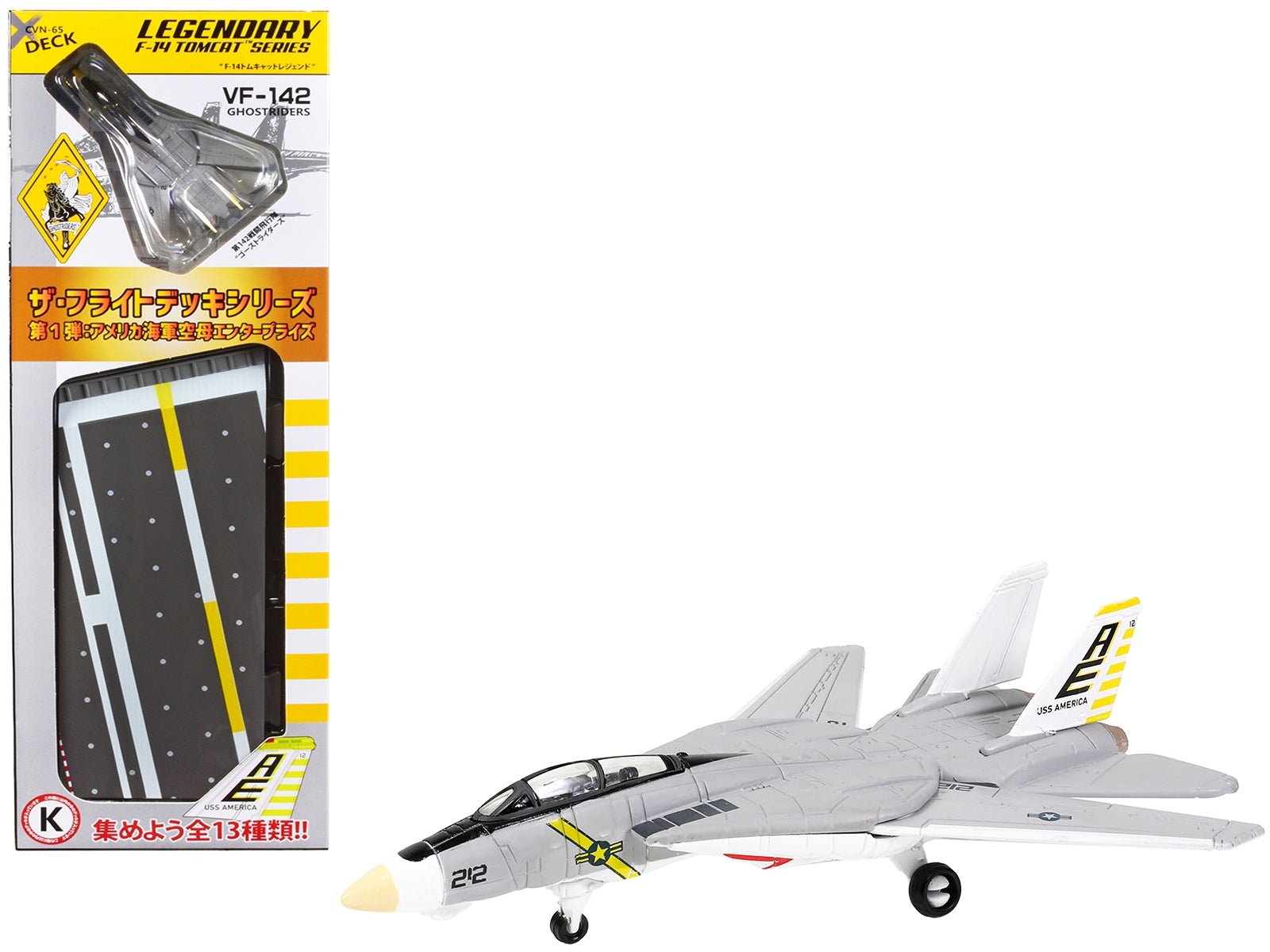 Grumman F-14B Tomcat Fighter Aircraft "VF-142 Ghostriders" and Section K of USS Enterprise (CVN-65) Aircraft Carrier Display Deck "Legendary F-14 Tomcat" Series 1/200 Diecast Model by Forces of Valor Forces Of Valor