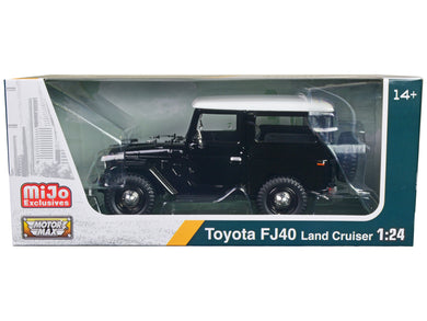 Toyota FJ40 Land Cruiser Black with White Top 1/24 Diecast Model Car by Motormax Motormax