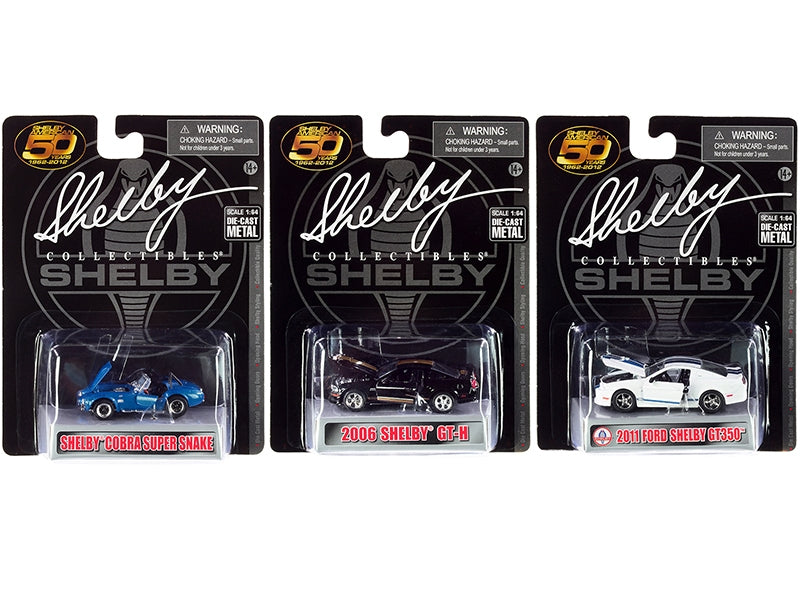 "Carroll Shelby 50th Anniversary" 3 piece Set 2022 Release 1/64 Diecast Model Cars by Shelby Collectibles Shelby Collectibles