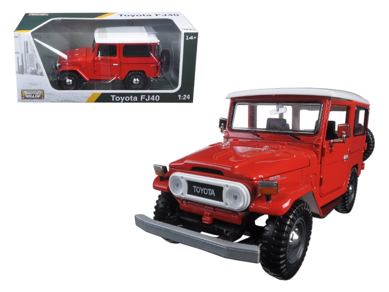 Toyota FJ40 Red with White Top 1/24 Diecast Model Car by Motormax Motormax