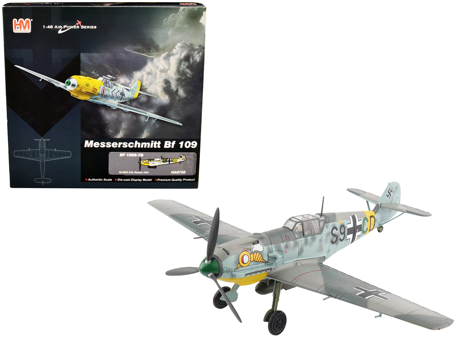 Messerschmitt Bf 109E-7B Fighter Aircraft "III./SKG 210 Russia" (1941) "Air Power Series" 1/48 Diecast Model by Hobby Master Hobby Master