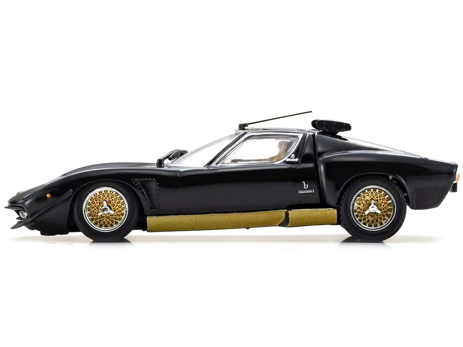 Lamborghini Miura SVR Black with Gold Accents and Wheels 1/43 Diecast Model Car by Kyosho Kyosho