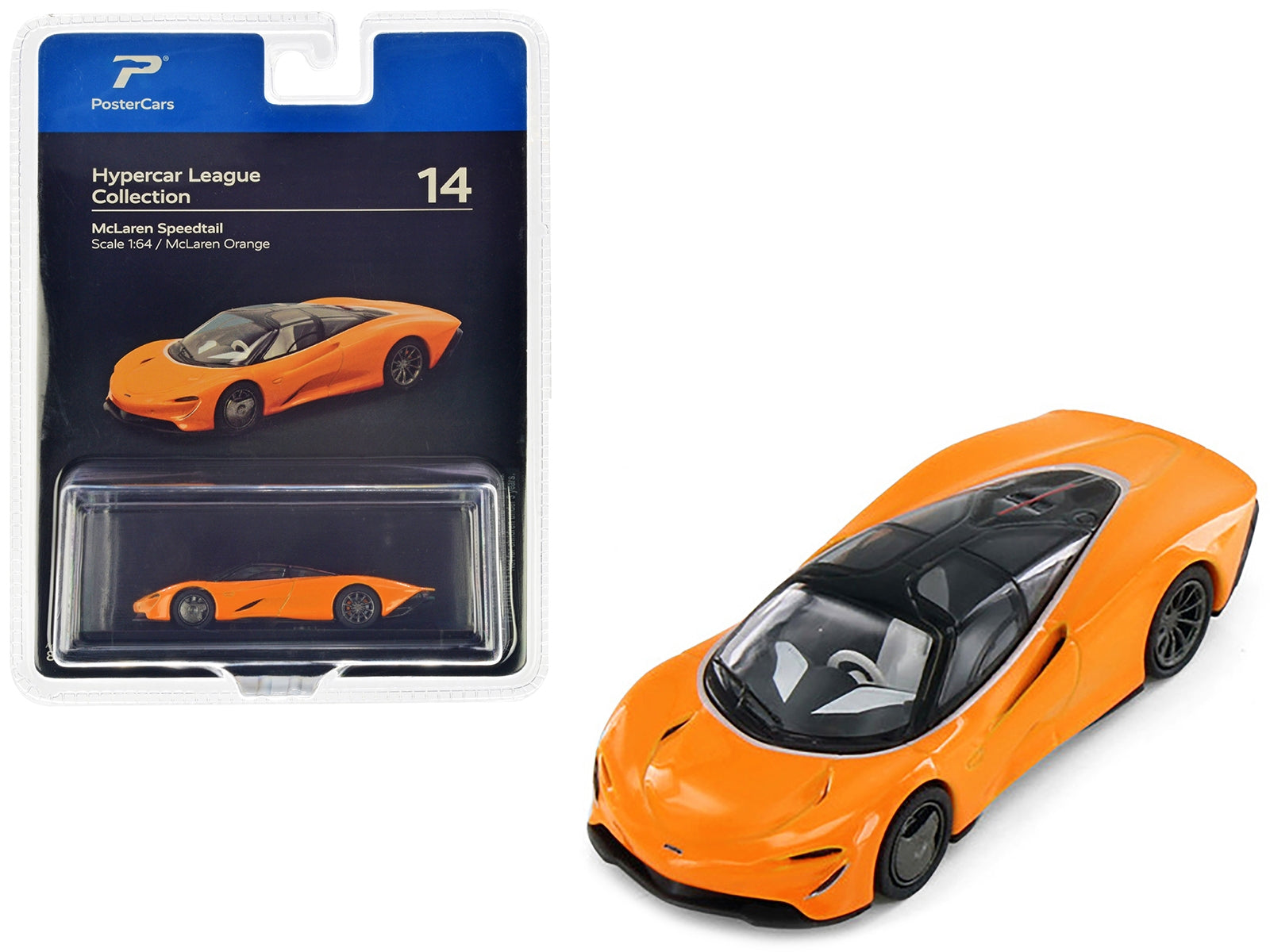 McLaren Speedtail McLaren Orange with Black Top "Hypercar League Collection" 1/64 Diecast Model Car by PosterCars PosterCars