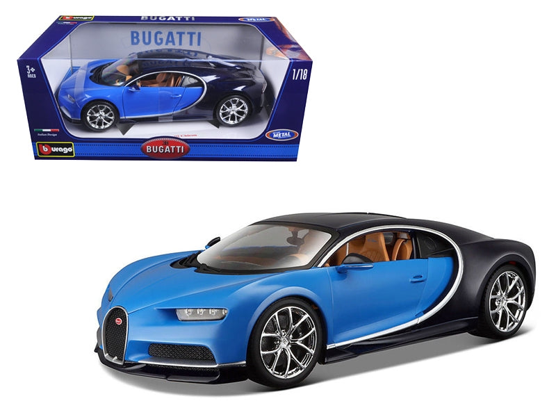 2016 Bugatti Chiron Blue 1/18 Diecast Model Car by Bburago Bburago