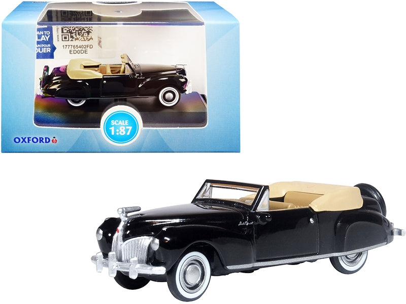 1941 Lincoln Continental Convertible Black with Tan Interior 1/87 (HO) Scale Diecast Model Car by Oxford Diecast Oxford Diecast