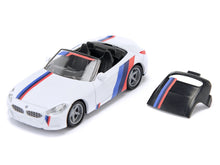 Load image into Gallery viewer, BMW Z4 M40i Cabriolet White with Black Top with Extra Wheels and Decals 1/50 Diecast Model by Siku SIKU
