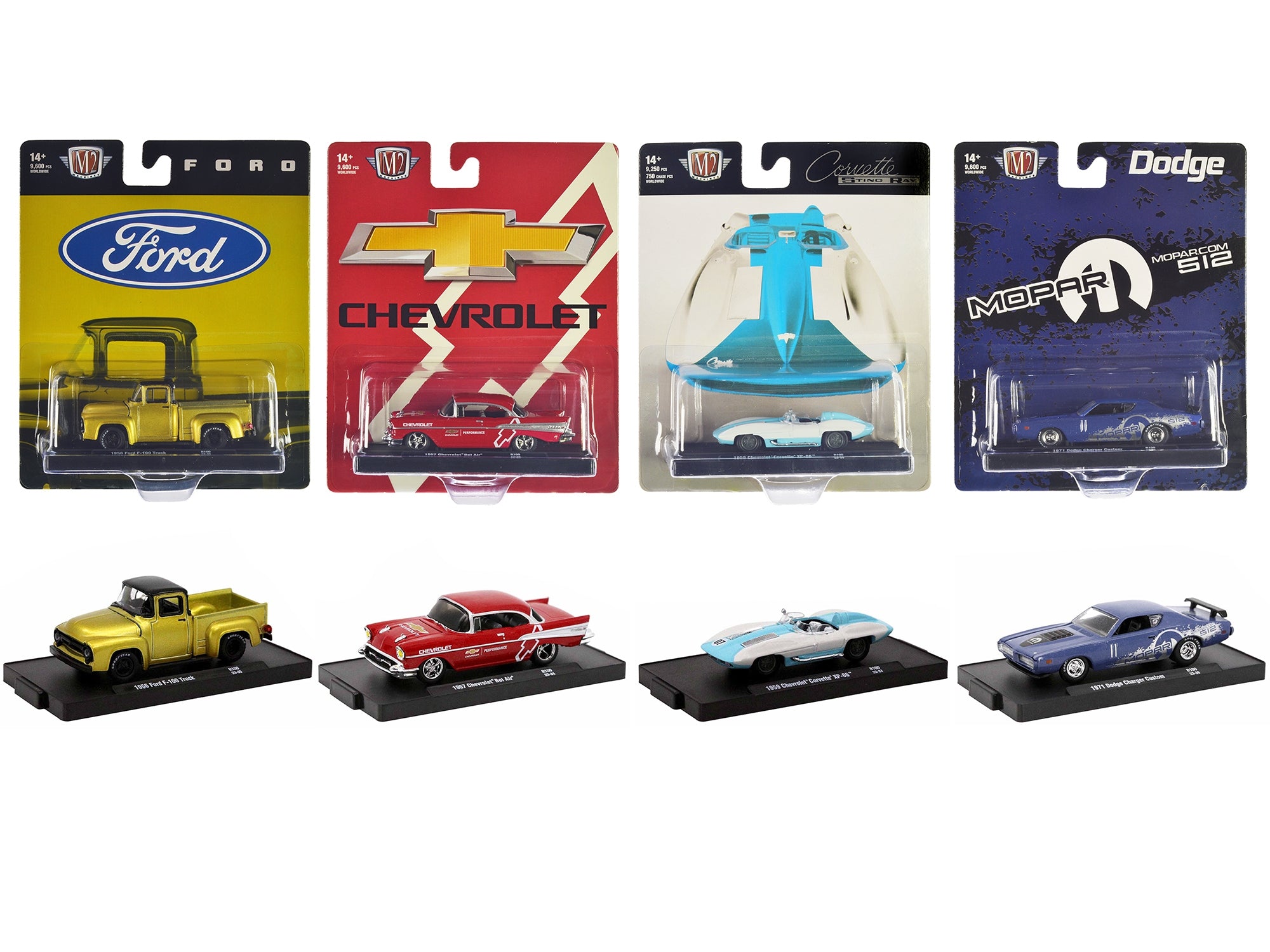 "Auto-Drivers" Set of 4 pieces in Blister Packs Release 100 Limited Edition to 9600 pieces Worldwide 1/64 Diecast Model Cars by M2 Machines M2