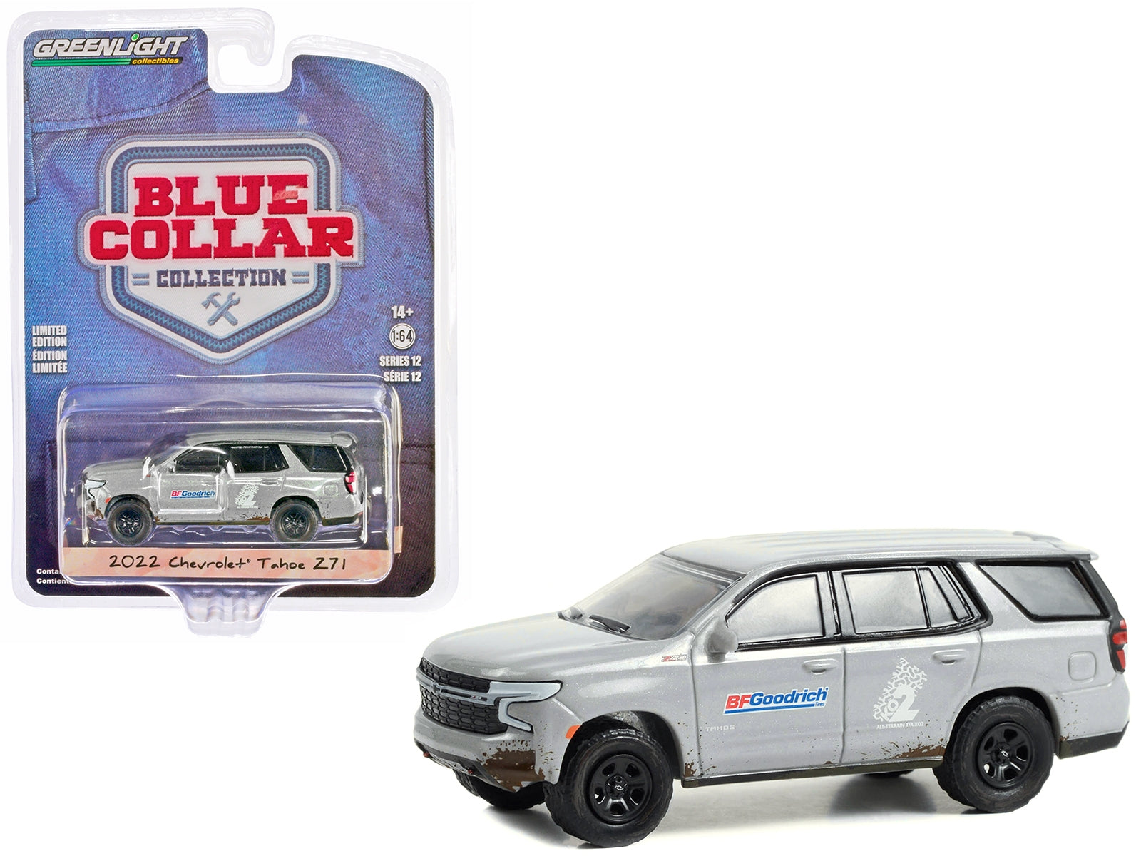 2022 Chevrolet Tahoe Z71 Gray Metallic (Dirty) "BFGoodrich" "Blue Collar Collection" Series 12 1/64 Diecast Model Car by Greenlight Greenlight