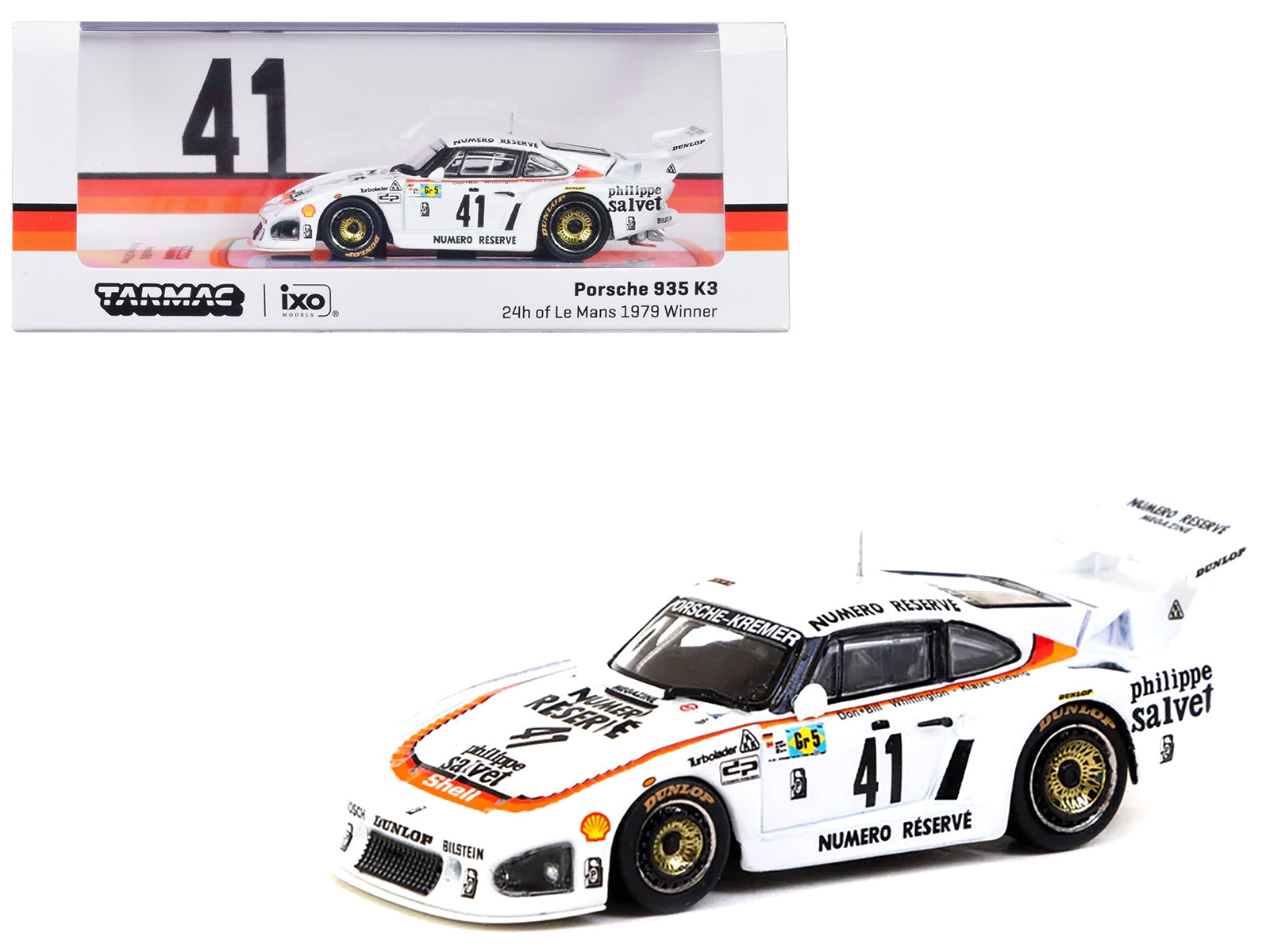 Porsche 935 K3 #41 Klaus Ludwig - Don Whittington - Bill Whittington "Kremer Racing" Winner "24 Hours of Le Mans" (1979) "Hobby64" Series 1/64 Diecast Model Car by Tarmac Works Tarmac Works