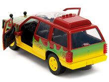 Load image into Gallery viewer, Ford Explorer Red and Yellow with Green Graphics &quot;Jurassic Park&quot; (1993) Movie 30th Anniversary &quot;Hollywood Rides&quot; Series 1/32 Diecast Model Car by Jada Jada
