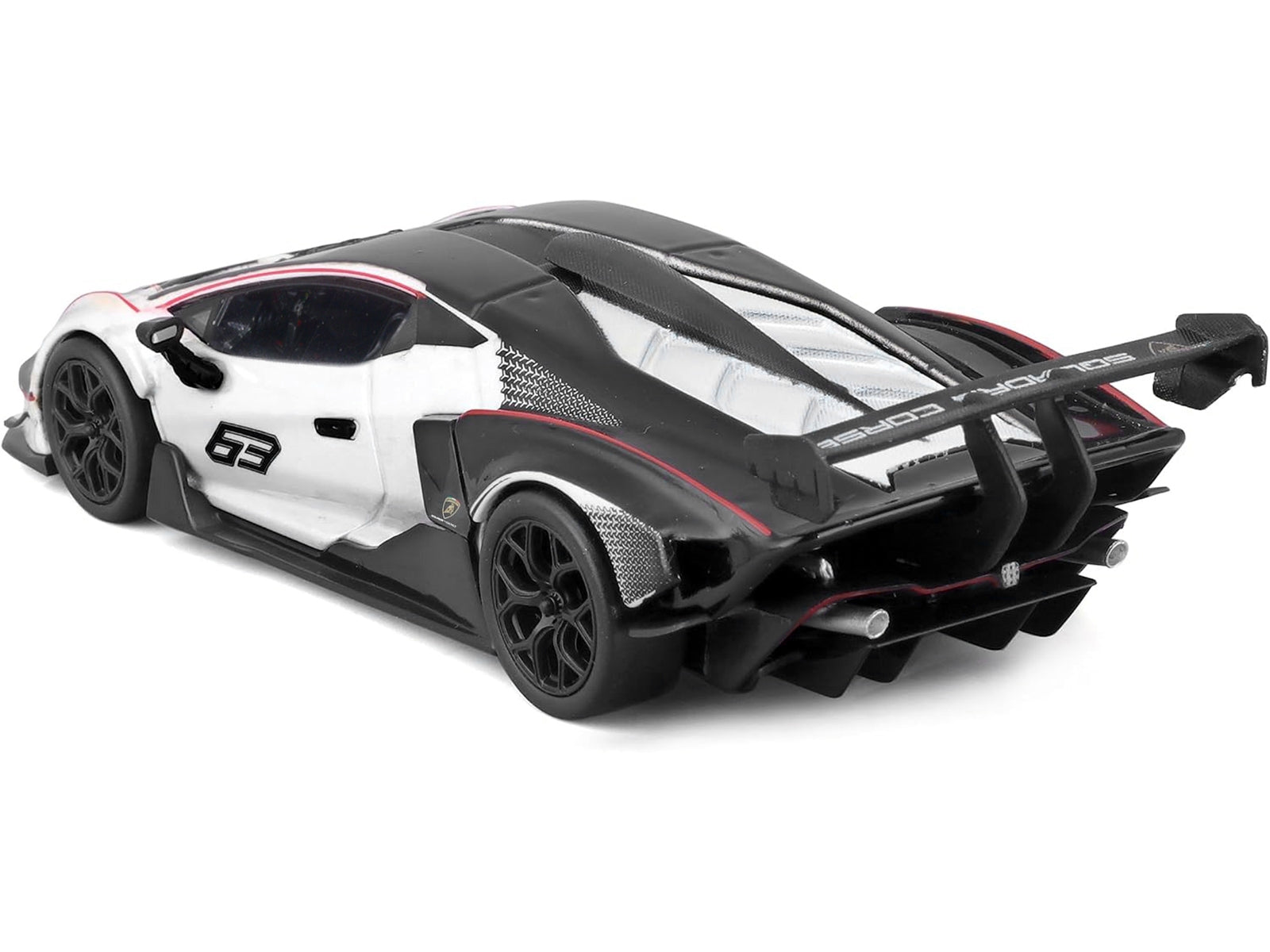 Lamborghini Essenza SCV12 #63 White and Black "Squadra Corse" "Race" Series 1/24 Diecast Model Car by Bburago Bburago