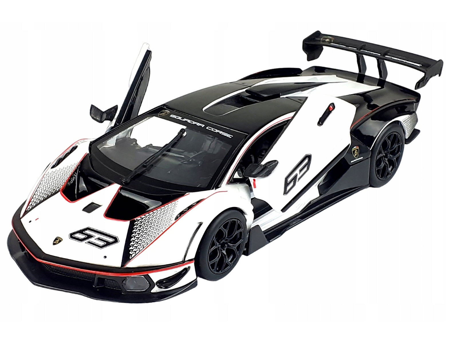 Lamborghini Essenza SCV12 #63 White and Black "Squadra Corse" "Race" Series 1/24 Diecast Model Car by Bburago Bburago