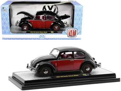 1952 Volkswagen Beetle Deluxe Black and Red with Red Interior Limited Edition to 9600 pieces Worldwide 1/24 Diecast Model Car by M2 Machines M2