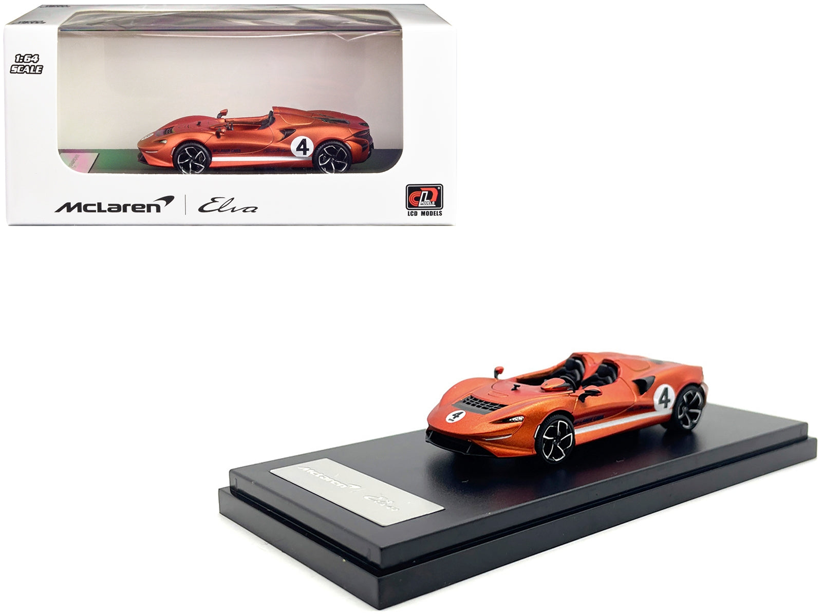 McLaren Elva Convertible #4 Matt Orange Metallic 1/64 Diecast Model Car by LCD Models LCD Models