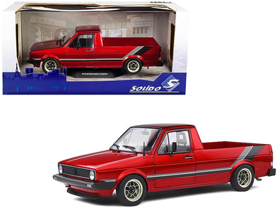 1982 Volkswagen MK1 Pickup Truck Custom Red Metallic with Stripes 1/18 Diecast Model Car by Solido Solido