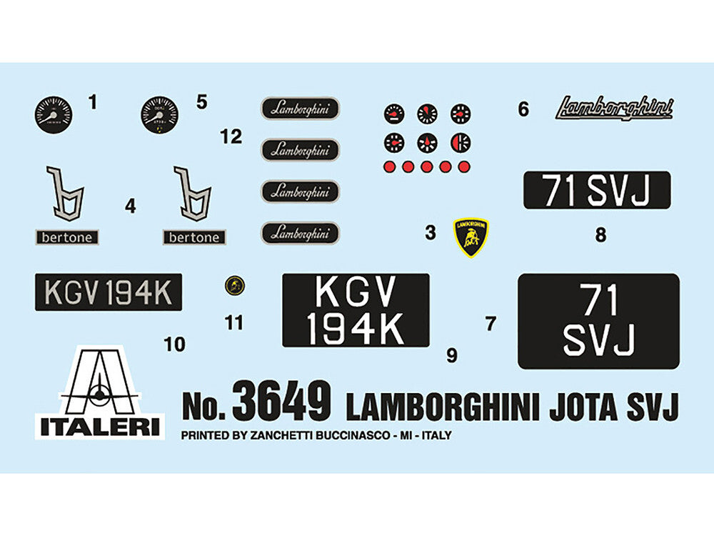 Skill 2 Model Kit Lamborghini Miura Jota SVJ 1/24 Scale Model by Italeri Italeri