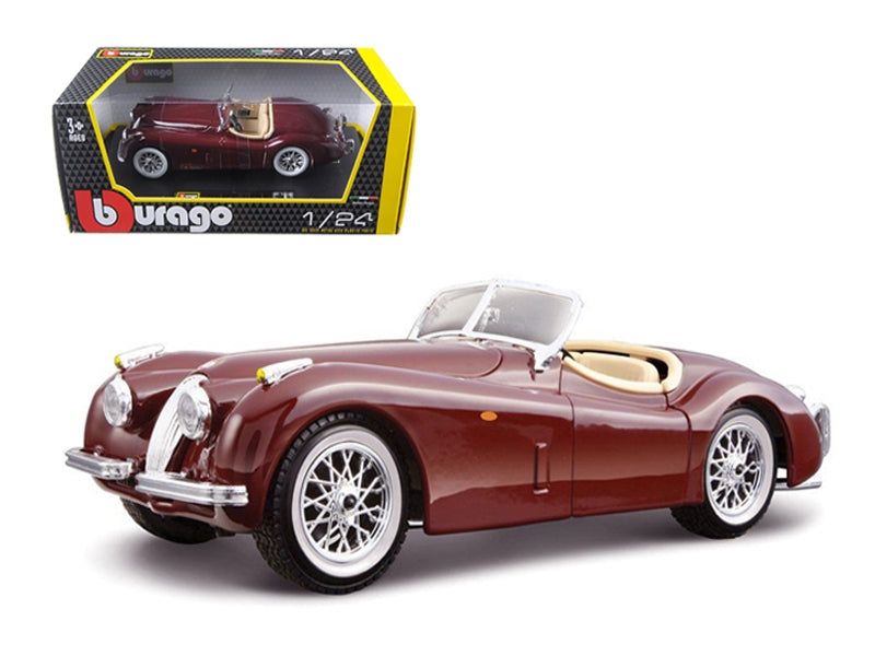 1951 Jaguar XK 120 Roadster Burgundy 1/24 Diecast Model Car by Bburago Bburago